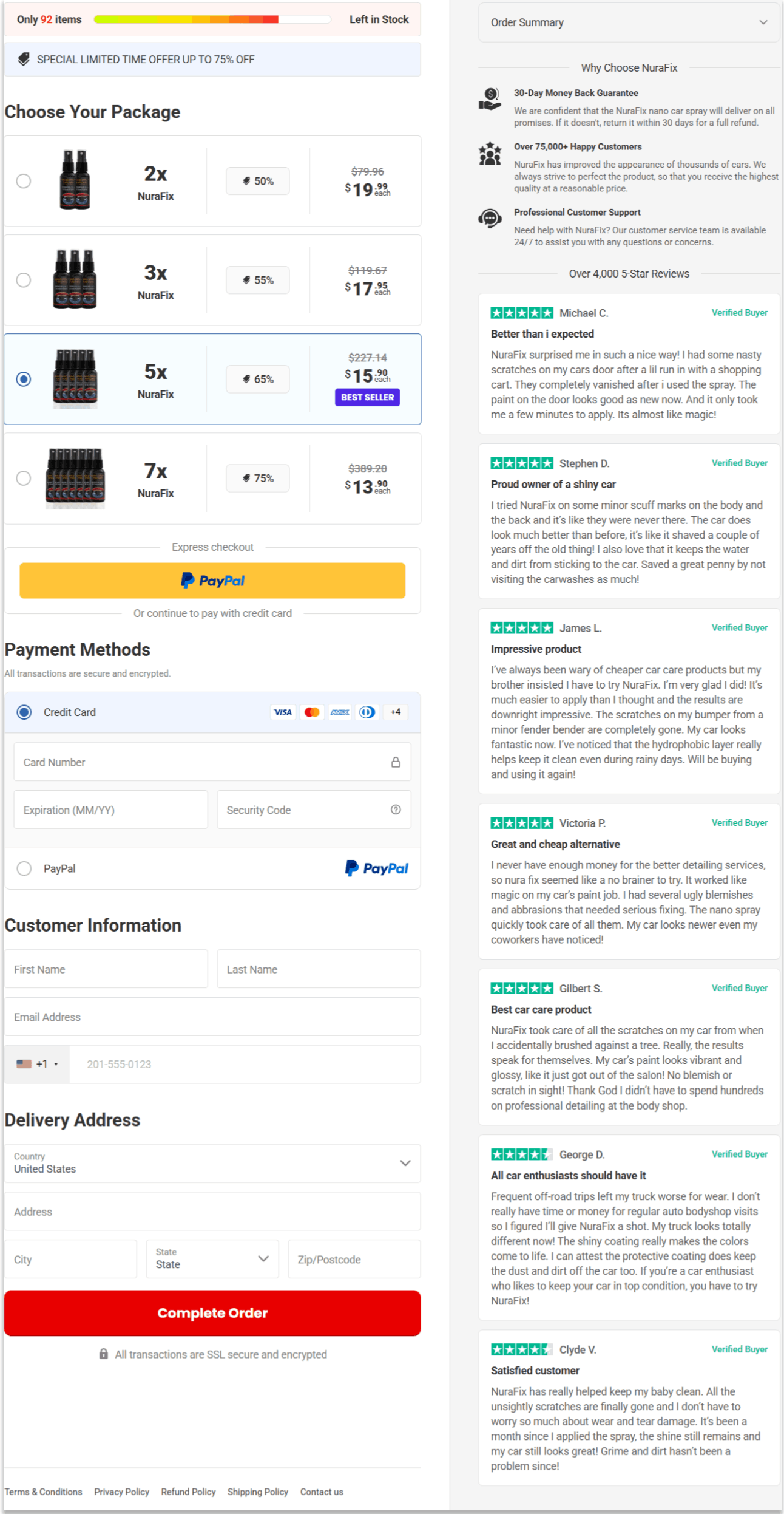 Nurafix Nano Car Spray Secure Checkout Page